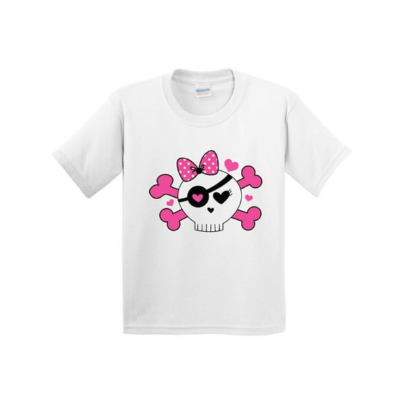 Inktastic Girl Pirate Skull Valentine Youth T-Shirt
