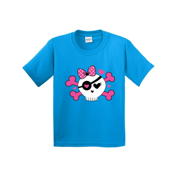 Inktastic Girl Pirate Skull Valentine Youth T-Shirt