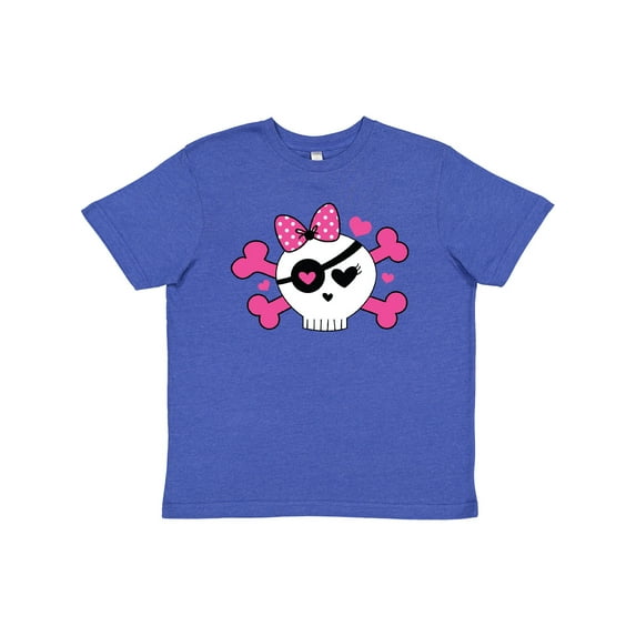 Inktastic Girl Pirate Skull Valentine Youth T-Shirt
