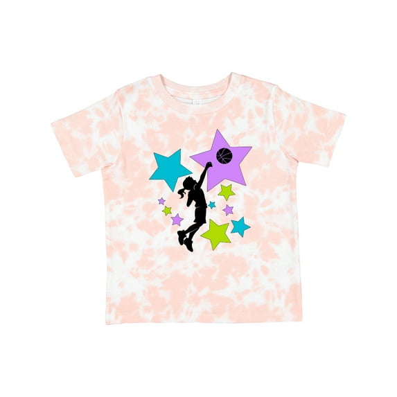 Inktastic Girl Playing Basketball Purple, Blue, Green Stars Boys or Girls Toddler T-Shirt