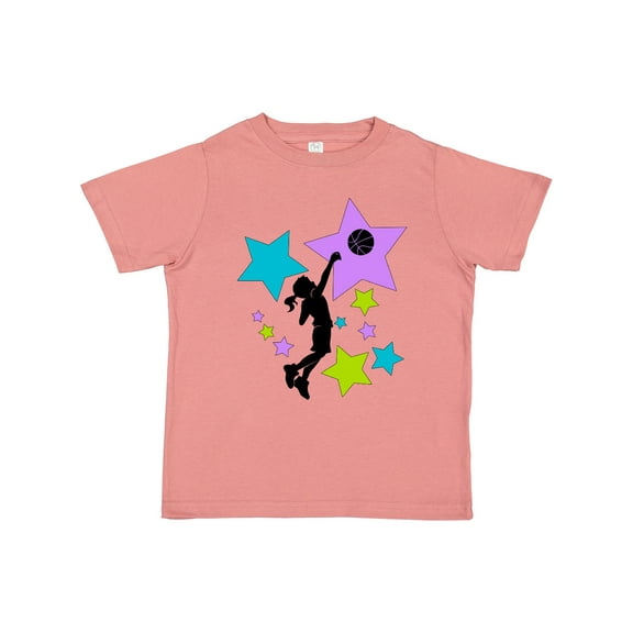 Inktastic Girl Playing Basketball Purple, Blue, Green Stars Boys or Girls Toddler T-Shirt