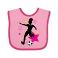 thumbnail image 1 of Inktastic Girl Playing Soccer- Pink and Yellow Stars Girls Baby Bib, 1 of 4