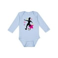 thumbnail image 1 of Inktastic Girl Playing Soccer- Pink and Yellow Stars Girls Long Sleeve Baby Bodysuit, 1 of 5