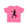 thumbnail image 1 of Inktastic Girl Playing Soccer Pink and Yellow Stars Girls Toddler T-Shirt, 1 of 5