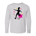 thumbnail image 1 of Inktastic Girl Playing Soccer- Pink and Yellow Stars Long Sleeve Youth T-Shirt, 1 of 5