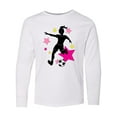 thumbnail image 1 of Inktastic Girl Playing Soccer Pink and Yellow Stars Long Sleeve Youth T-Shirt, 1 of 5