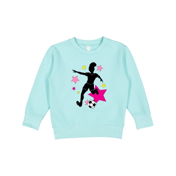 Inktastic Girl Playing Soccer Pink and Yellow Stars Toddler Sweatshirt