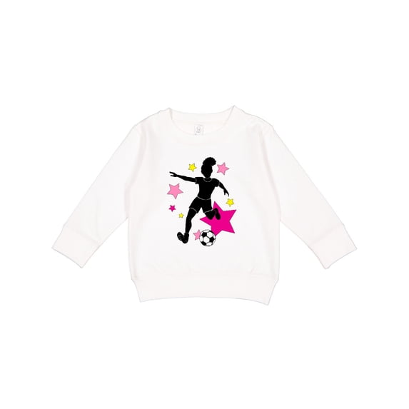 Inktastic Girl Playing Soccer Pink and Yellow Stars Toddler Sweatshirt