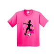 thumbnail image 1 of Inktastic Girl Playing Soccer Pink and Yellow Stars Youth T-Shirt, 1 of 5