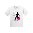 thumbnail image 1 of Inktastic Girl Playing Soccer Pink and Yellow Stars Youth T-Shirt, 1 of 5