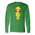 thumbnail image 1 of Inktastic Girl With Brown Hair, Yellow Raincoat, Frog Long Sleeve T-Shirt, 1 of 5
