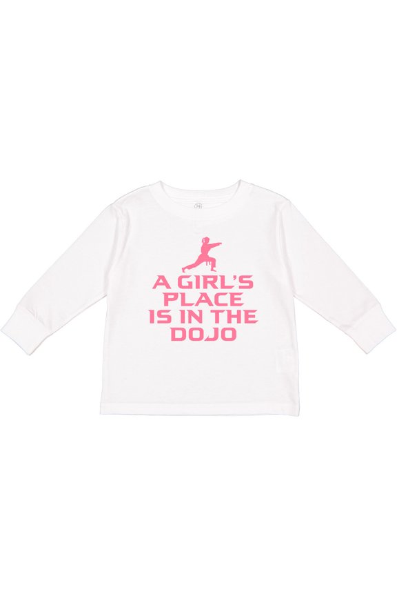 Girls Cute Karate Martial Arts Girls Long Sleeve Toddler T-Shirt
