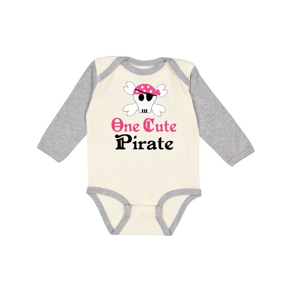 Inktastic Girls Cute Pirate Girls Long Sleeve Baby Bodysuit
