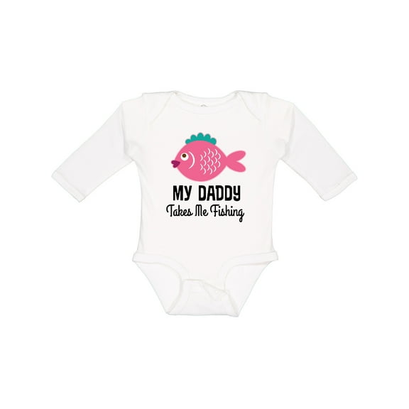 Inktastic Girls Fishing with Daddy Girls Long Sleeve Baby Bodysuit