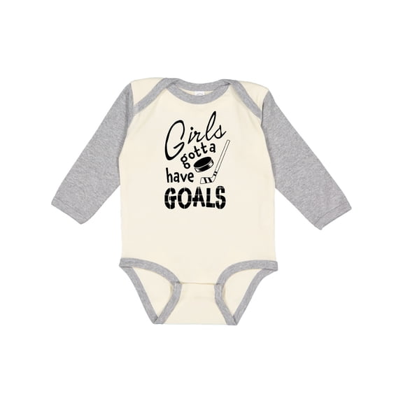 Inktastic Girls Gotta Have Goals Hockey Player Girls Long Sleeve Baby Bodysuit