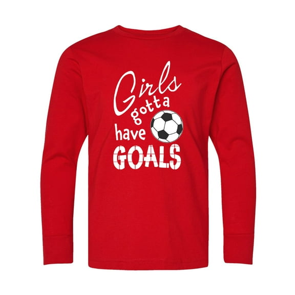 Inktastic Girls Gotta Have Goals Soccer Long Sleeve Youth T-Shirt