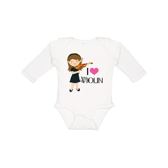 Inktastic Girls I Heart Violin Girls Long Sleeve Baby Bodysuit