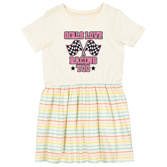 Inktastic Girls Love Racing Rally Flags Girls Toddler Dress