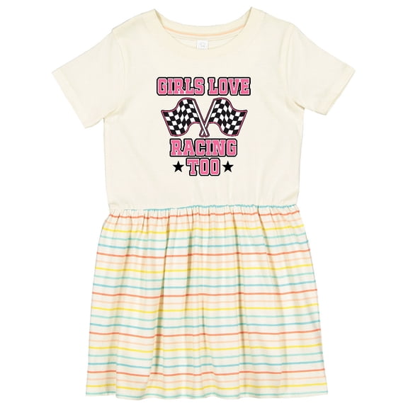 Inktastic Girls Love Racing Rally Flags Girls Toddler Dress