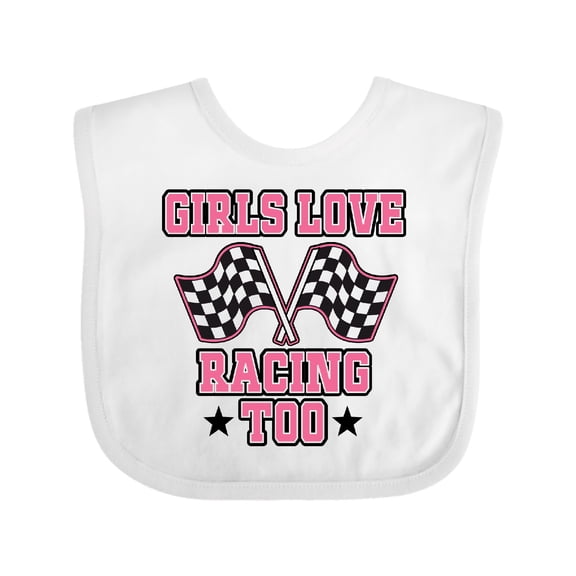 Inktastic Girls Love Racing Rally Flags Girls Baby Bib