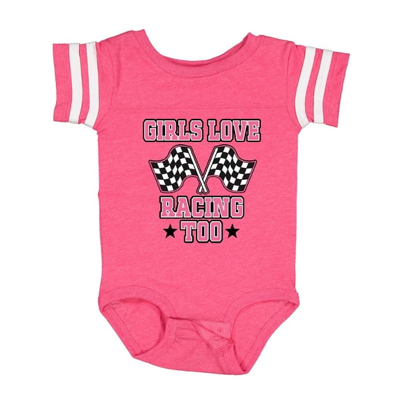 Inktastic Girls Love Racing Rally Flags Girls Baby Bodysuit