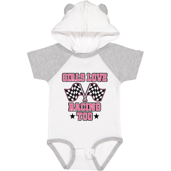 Inktastic Girls Love Racing Rally Flags Girls Baby Bodysuit