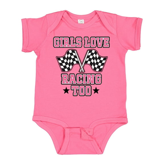 Inktastic Girls Love Racing Rally Flags Girls Baby Bodysuit