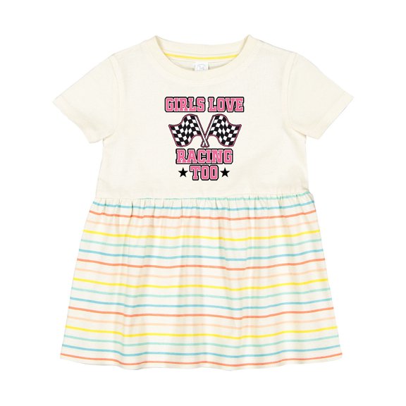 Inktastic Girls Love Racing Rally Flags Girls Baby Dress