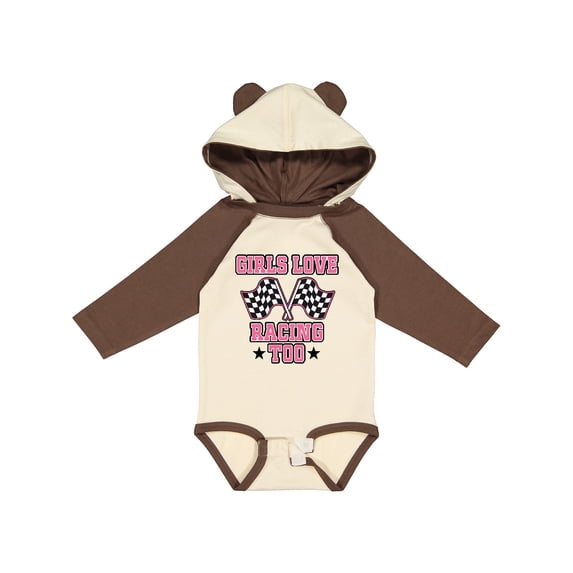 Inktastic Girls Love Racing Rally Flags Girls Long Sleeve Baby Bodysuit