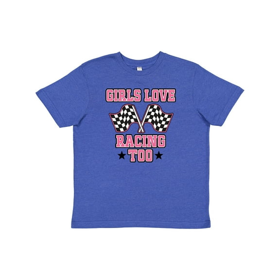 Inktastic Girls Love Racing Rally Flags Youth T-Shirt