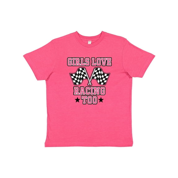 Inktastic Girls Love Racing Rally Flags Youth T-Shirt
