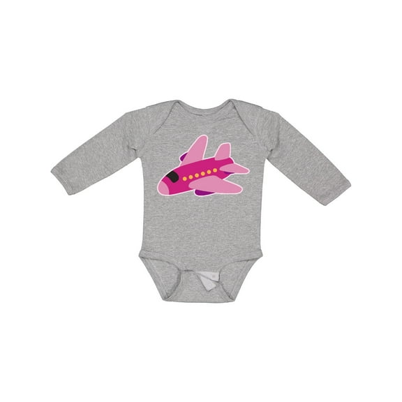 Inktastic Girls Pink Airplane Pilot Girls Long Sleeve Baby Bodysuit