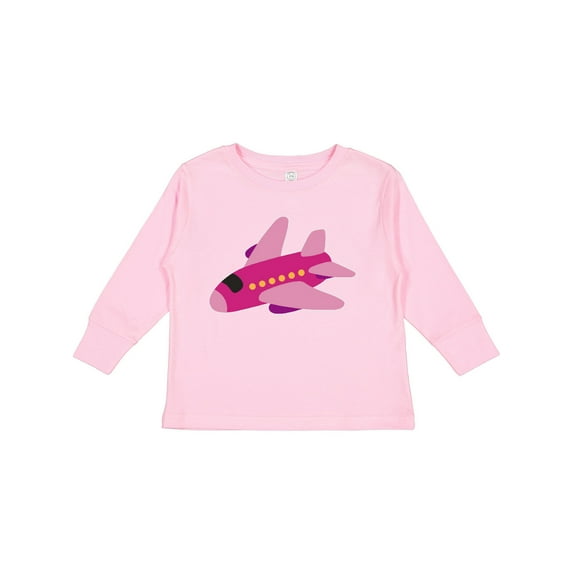 Inktastic Girls Pink Airplane Pilot Girls Long Sleeve Toddler T-Shirt