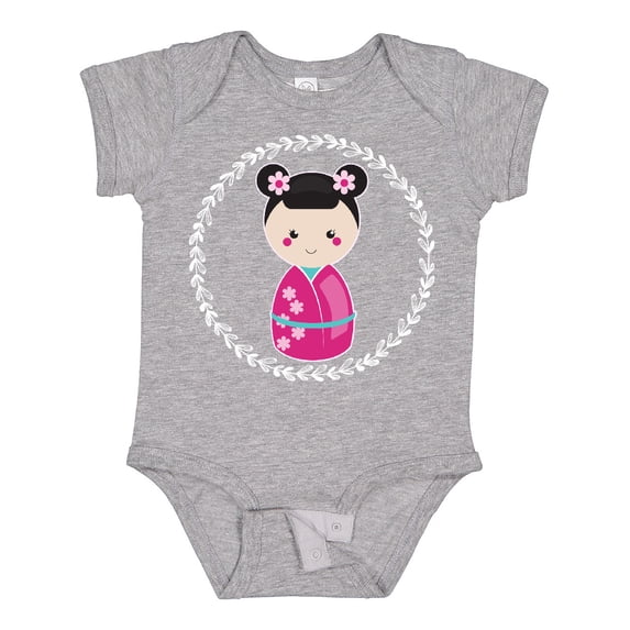 Inktastic Girls Pink Kokeshi Doll Cute Girls Baby Bodysuit
