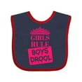 thumbnail image 1 of Inktastic Girls Rule, Boys Drool Girls Baby Bib, 1 of 4