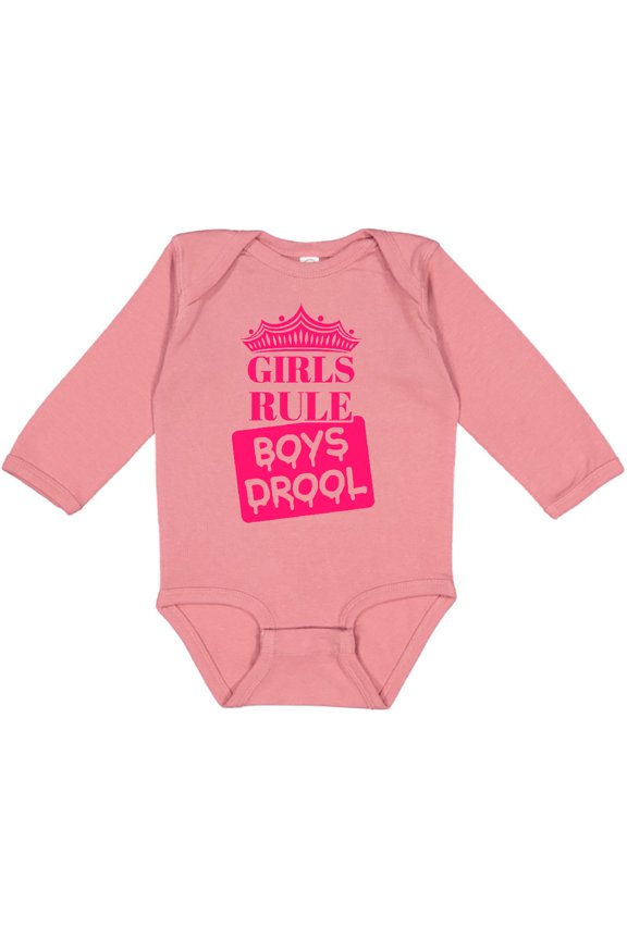 Girls Rule, Boys Drool Girls Long Sleeve Baby Bodysuit