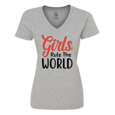 Inktastic Girls Rule the World Women's V-Neck T-Shirt