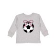 thumbnail image 1 of Inktastic Girls Soccer Ball Coquette Bow Girls Long Sleeve Toddler T-Shirt, 1 of 5