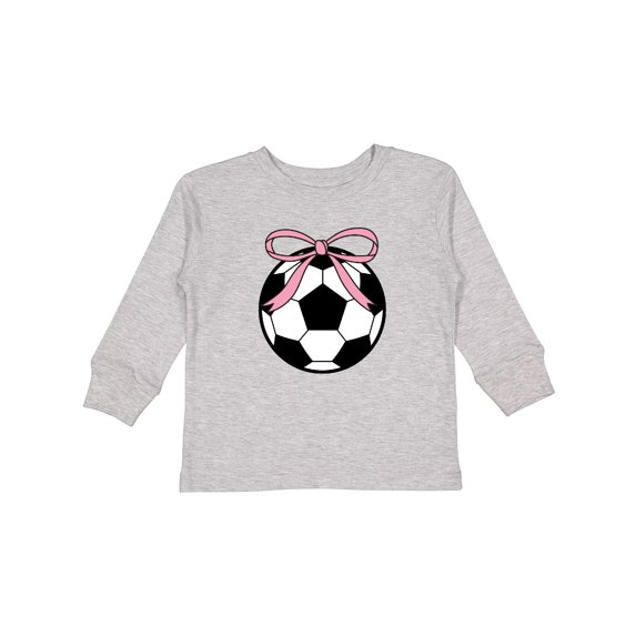Inktastic Girls Soccer Ball Coquette Bow Girls Long Sleeve Toddler T-Shirt
