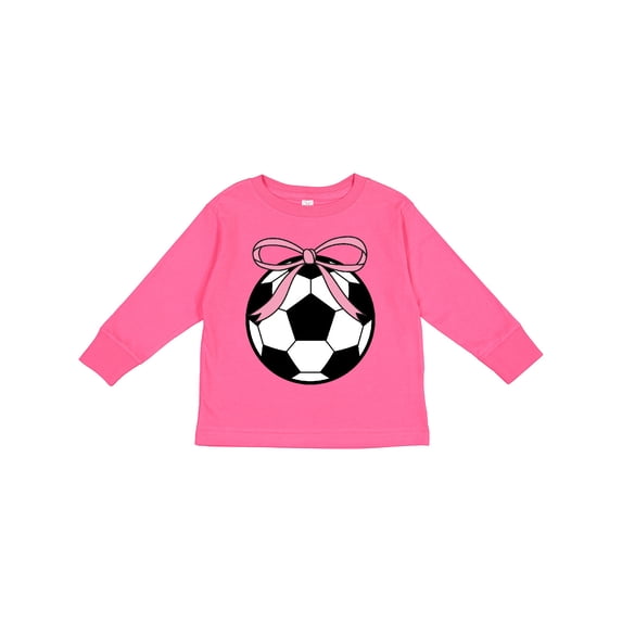 Inktastic Girls Soccer Ball Coquette Bow Girls Long Sleeve Toddler T-Shirt