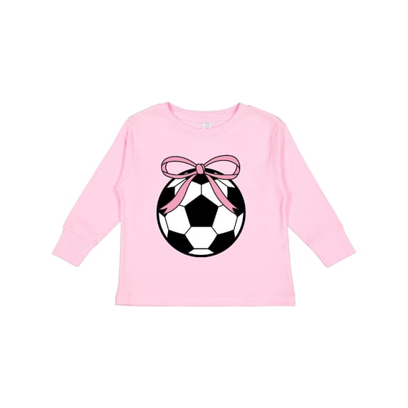 Inktastic Girls Soccer Ball Coquette Bow Girls Long Sleeve Toddler T-Shirt
