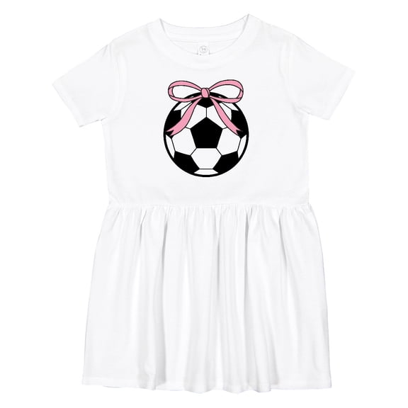 Inktastic Girls Soccer Ball Coquette Bow Girls Toddler Dress