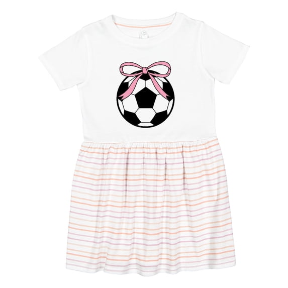 Inktastic Girls Soccer Ball Coquette Bow Girls Toddler Dress