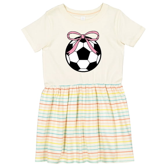 Inktastic Girls Soccer Ball Coquette Bow Girls Toddler Dress