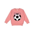 thumbnail image 1 of Inktastic Girls Soccer Ball Coquette Bow Toddler Sweatshirt, 1 of 4