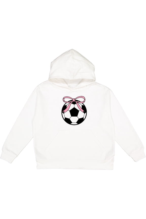 Girls Soccer Ball Coquette Bow Youth Hoodie Sweatshirt