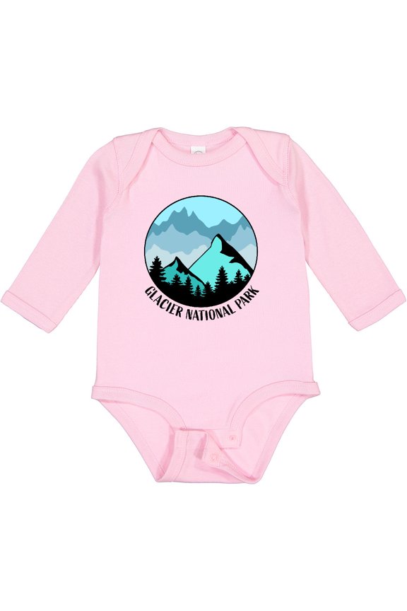 Glacier National Park Montana Mountains Boys or Girls Long Sleeve Baby Bodysuit