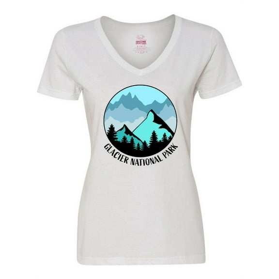 Inktastic Glacier National Park Montana Mountains Women's V-Neck T-Shirt