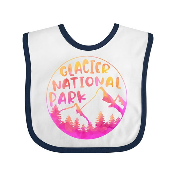 Inktastic Glacier National Park Montana Pink Mountains Boys or Girls Baby Bib
