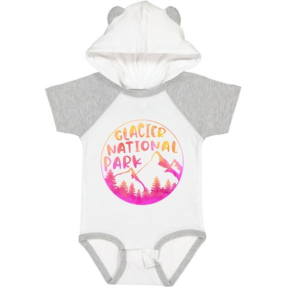 Inktastic Glacier National Park Montana Pink Mountains Boys or Girls Baby Bodysuit